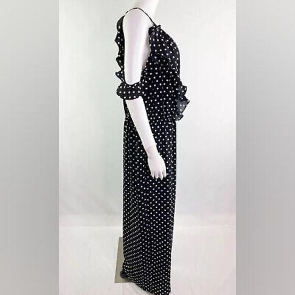 Lane Bryant Plus Size Black Polka Dot Ruffle Jumper Jumpsuit Dress 16 new - Picture 8 of 12